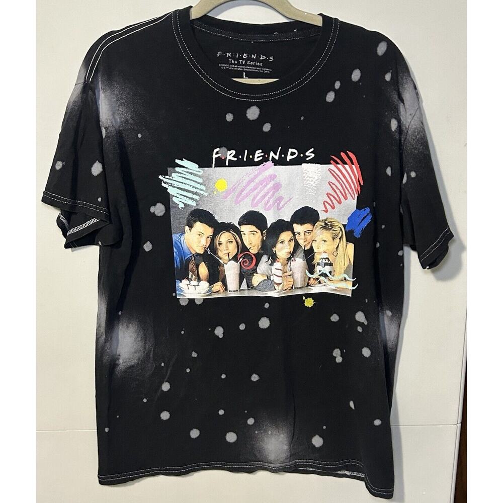 FRIENDS THE TV SERIES BLACK BLEACH T-SHIRT ADULT SIZE LARGE